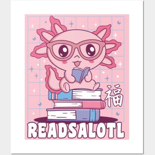 Axolotl Readsalotl Cute Book Reading Posters and Art